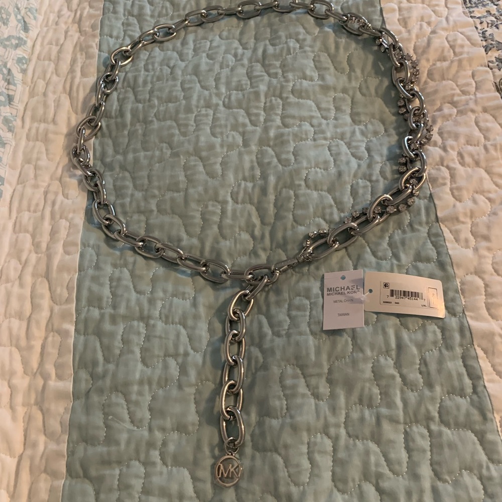 Michael Kors Silver & Rhinestone Chain Belt